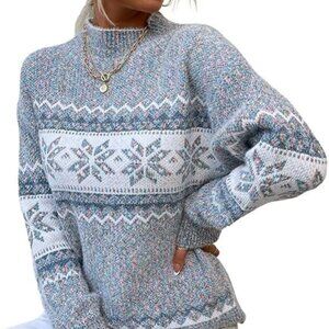 Womens Casual Leopard Print Knitted Pullover Sweaters Long Sleeve XL